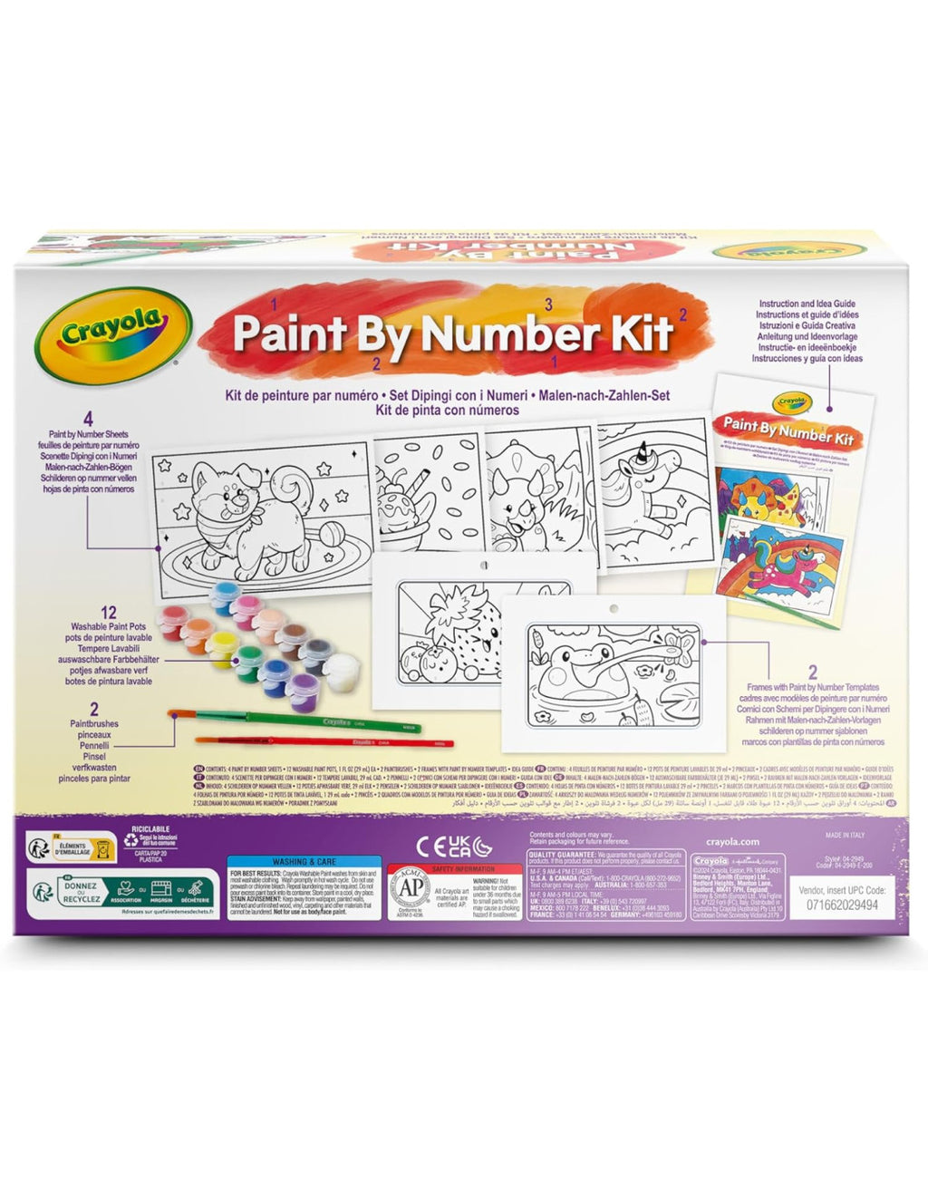 CRAYOLA - Set Dipingi con i Numeri, con Tempere Lavabili e Pennelli